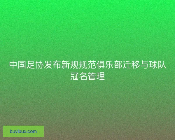 中国足协发布新规规范俱乐部迁移与球队冠名管理